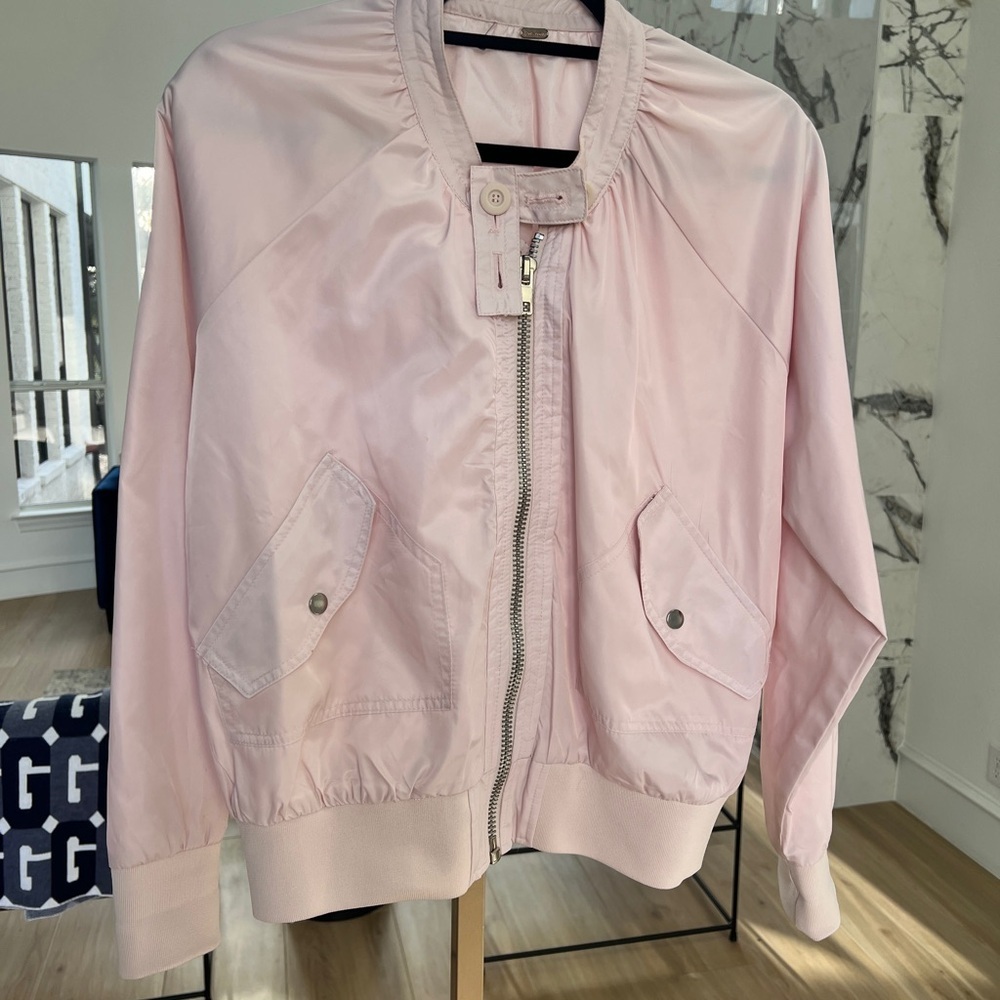 Free People Light Pink Midnight Bomber Jacket